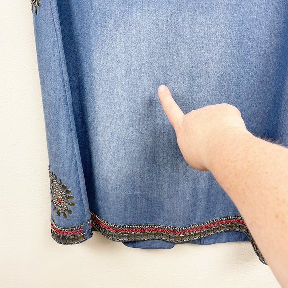 Charmayne Beaded Denim Duster 